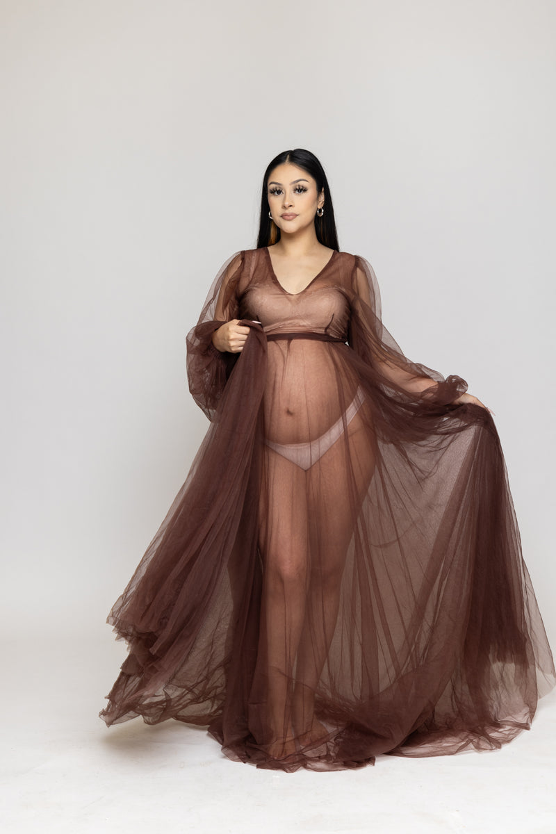 brown dress with sheer bottom Brown Dress
