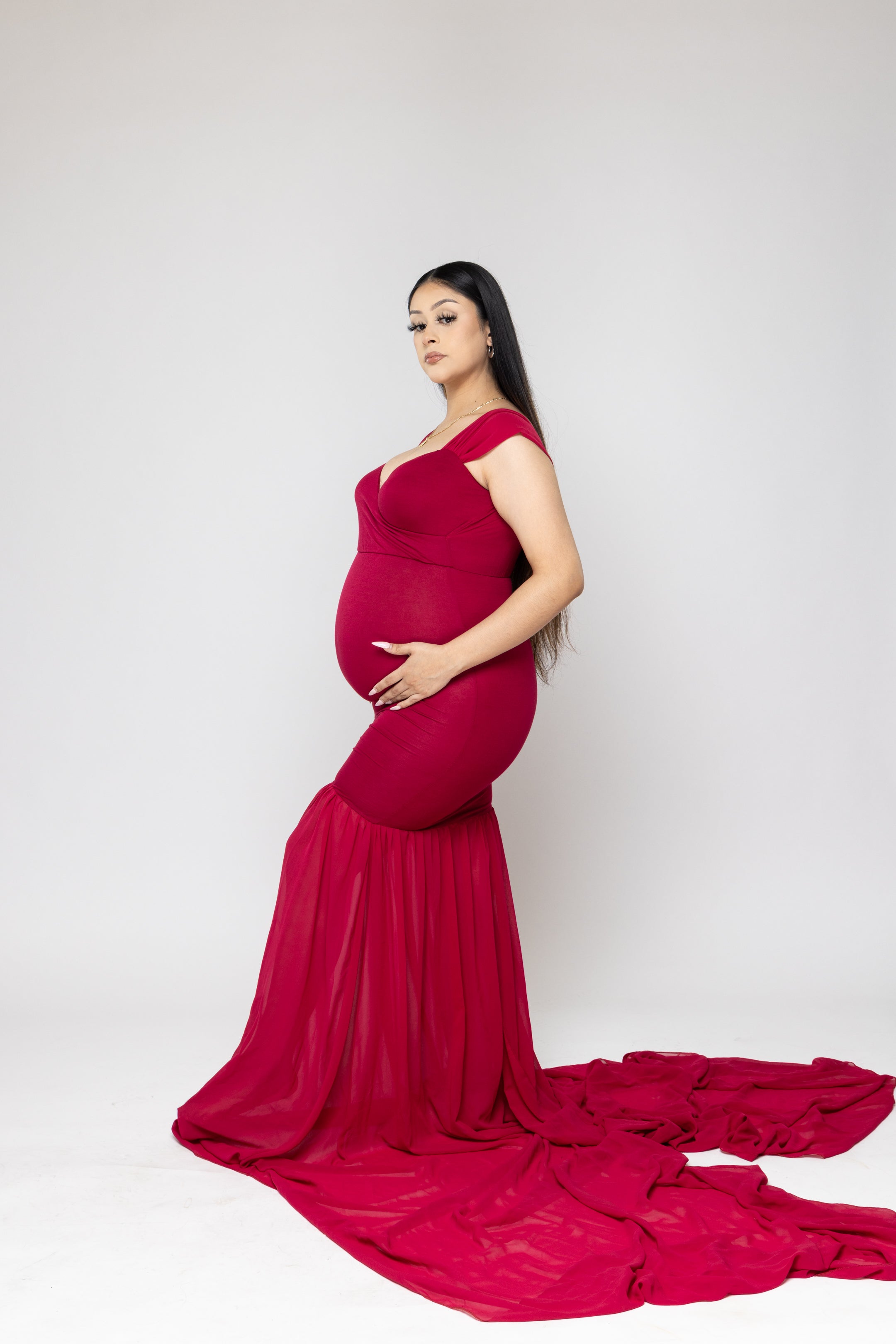 Maternity Fitted Dark Red Dress Maternity Fitted Dark Red Dress