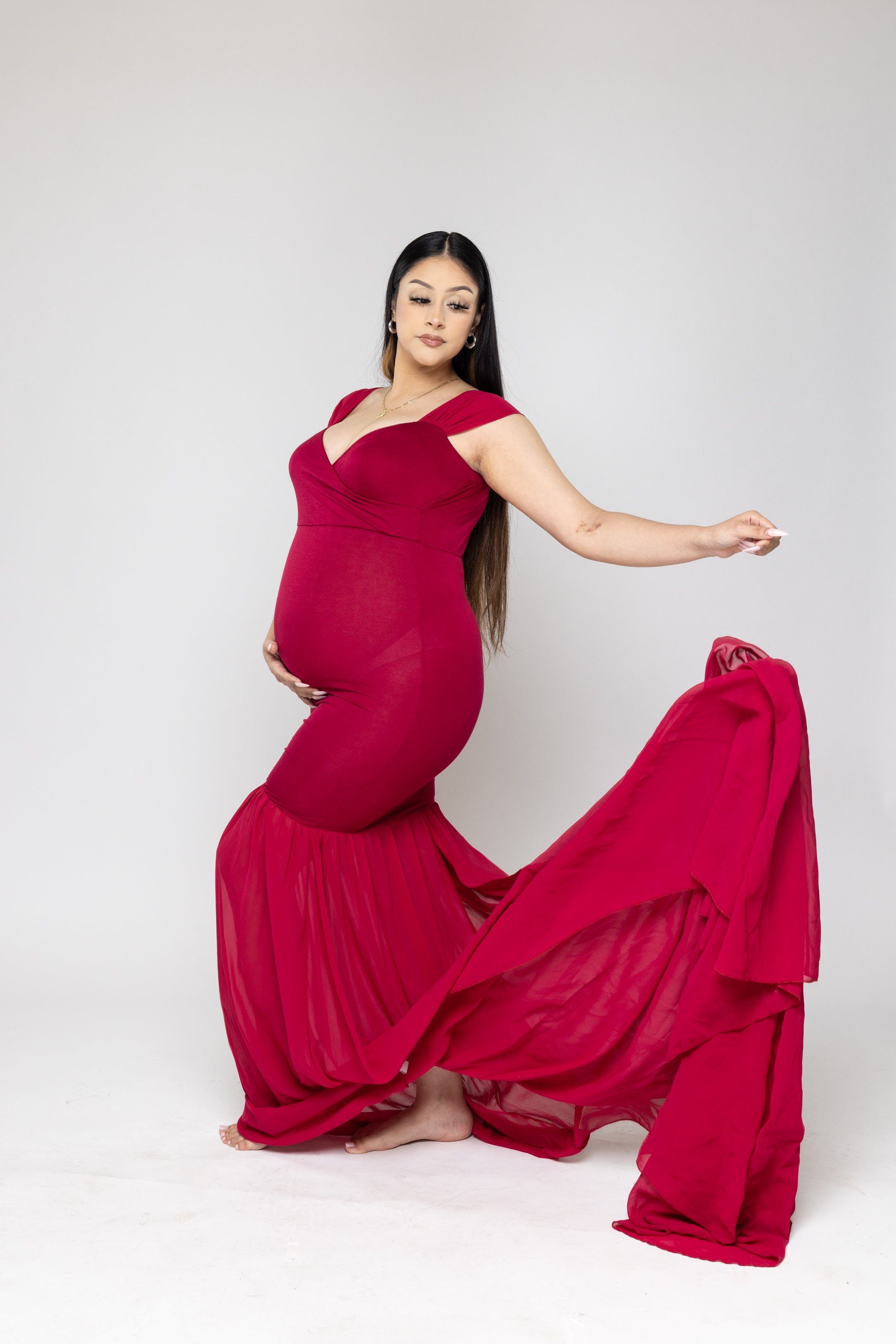 Maternity Fitted Dark Red Dress Maternity Fitted Dark Red Dress