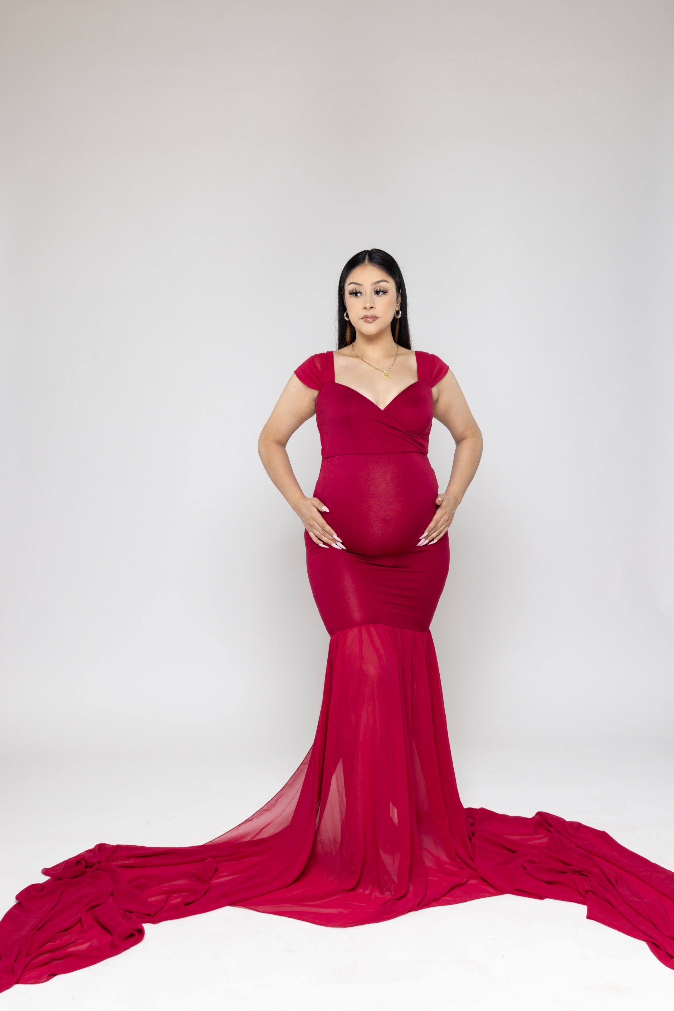 Maternity Fitted Dark Red Dress Maternity Fitted Dark Red Dress